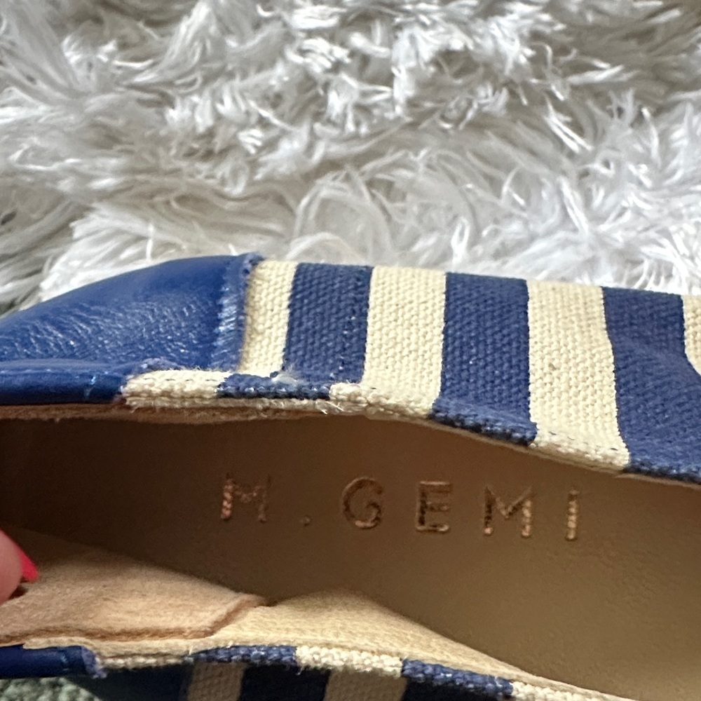 M. Gemi Blue and Cream Striped Espadrilles - Picture 4 of 5